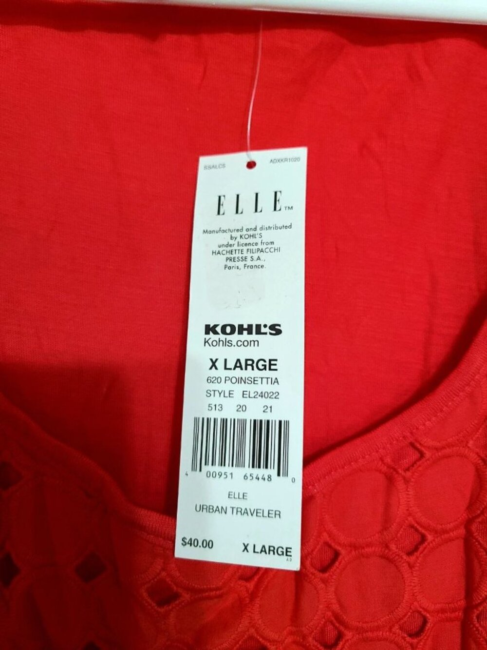 ELLE Red Eyelet Sleeveless Top - Picture 3 of 4